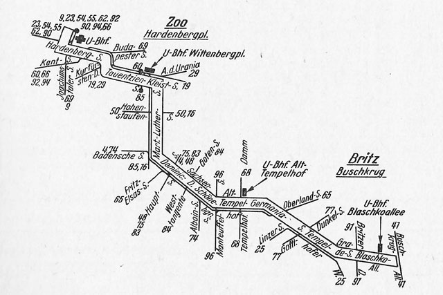 Streckenverlauf der Autobuslinie 73